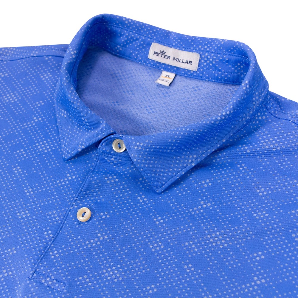 Peter Millar Polo Mens XL Blue Polyester Spandex Geometric Print Summer Comfort